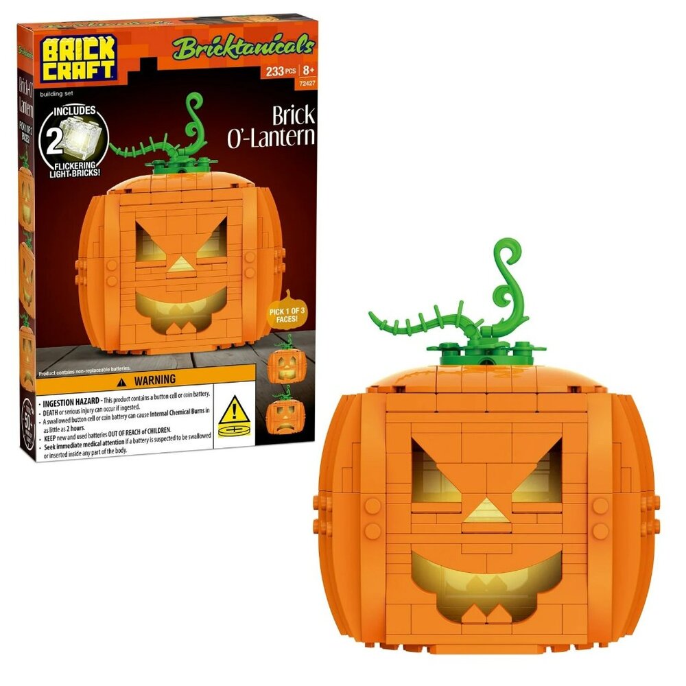 Brickcraft Brick-O’-Lantern Pumpkin Building Set 233 Pieces